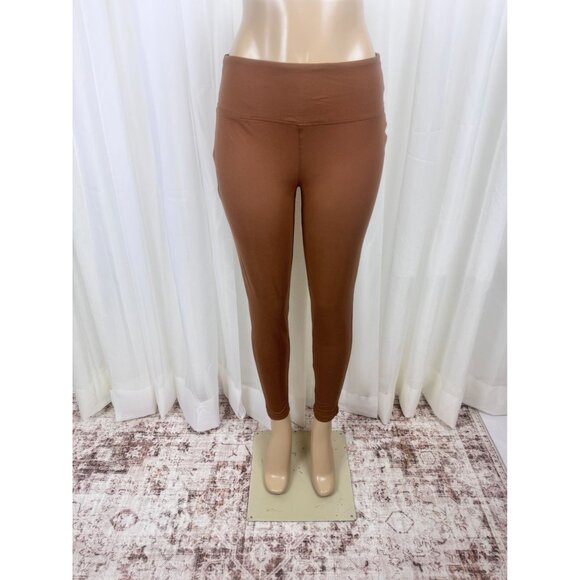 Zenana Plus Size Wide Waistband Full Length Leggings Camel / Light Brown 2X - Picture 3 of 8